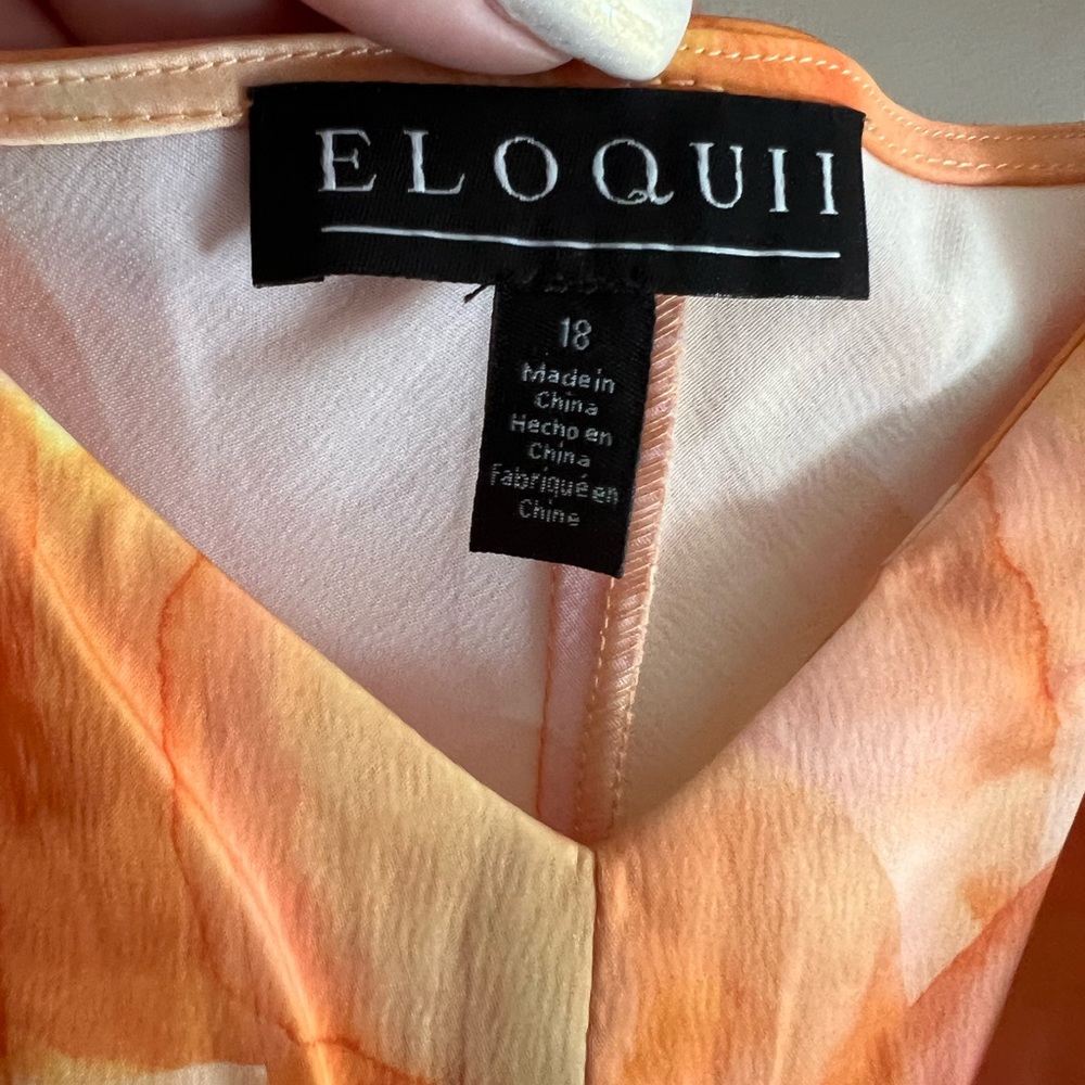 Eloquii Orange and Pink Midi Dress - Picture 7 of 9